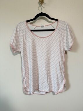 LAKE pink posy floral block print tee shirt top fits SZ small-medium 100% cotton